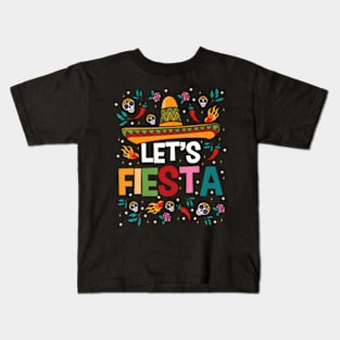 Let's Fiesta Cinco De Mayo Mexican Theme Party Guitar Lover Kids T-Shirt